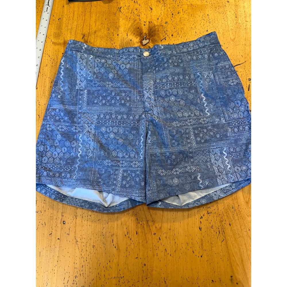 Peter Millar Crown Crafted Size L Blue Bandana Patchwork Bathing Suit